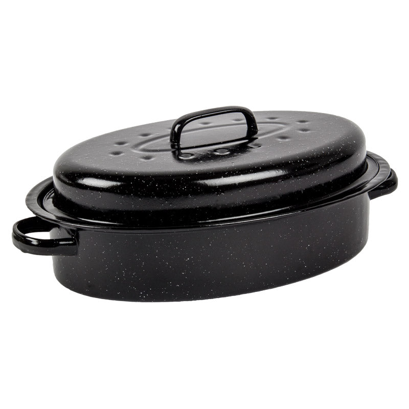 KAUFMANN OVAL ENAMEL COATED PAN + LID 3L